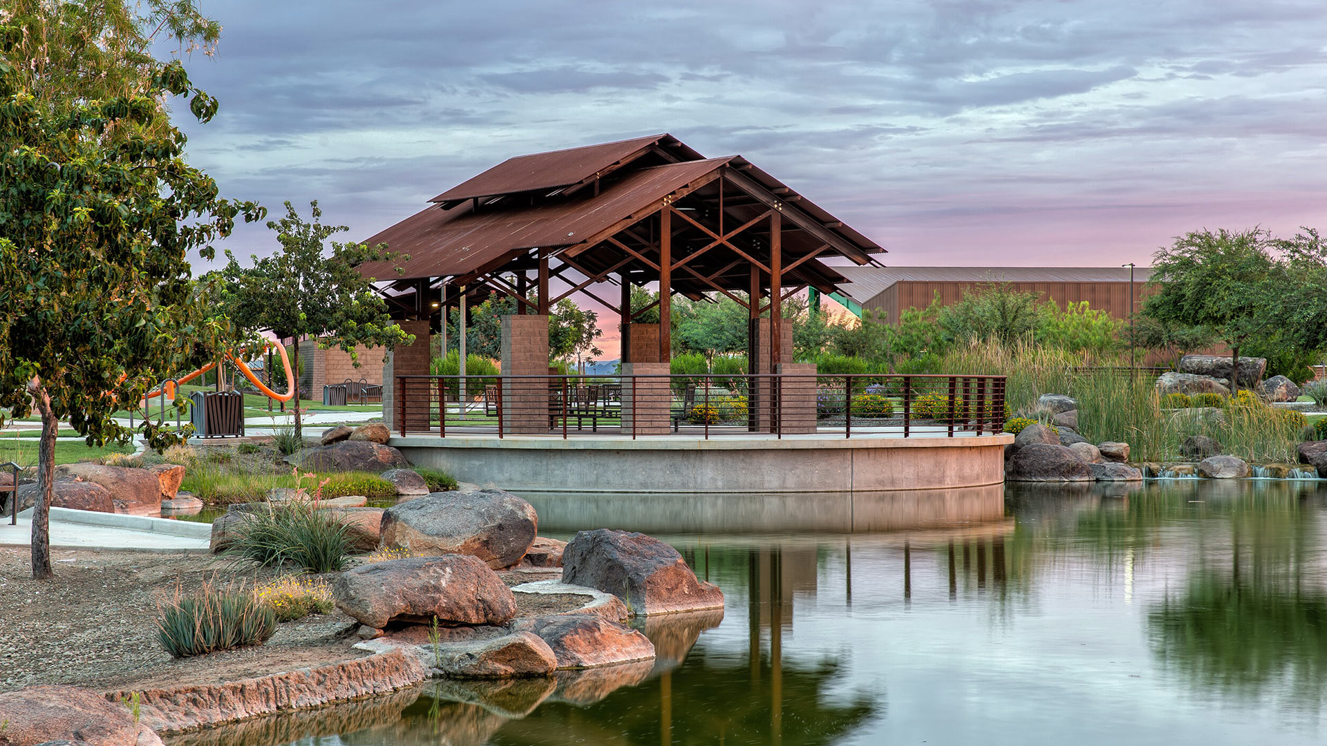 1708_Eastmark+Pavilion+splashpad+sunrise+Mark+Tate_238-86-HDR-Edit